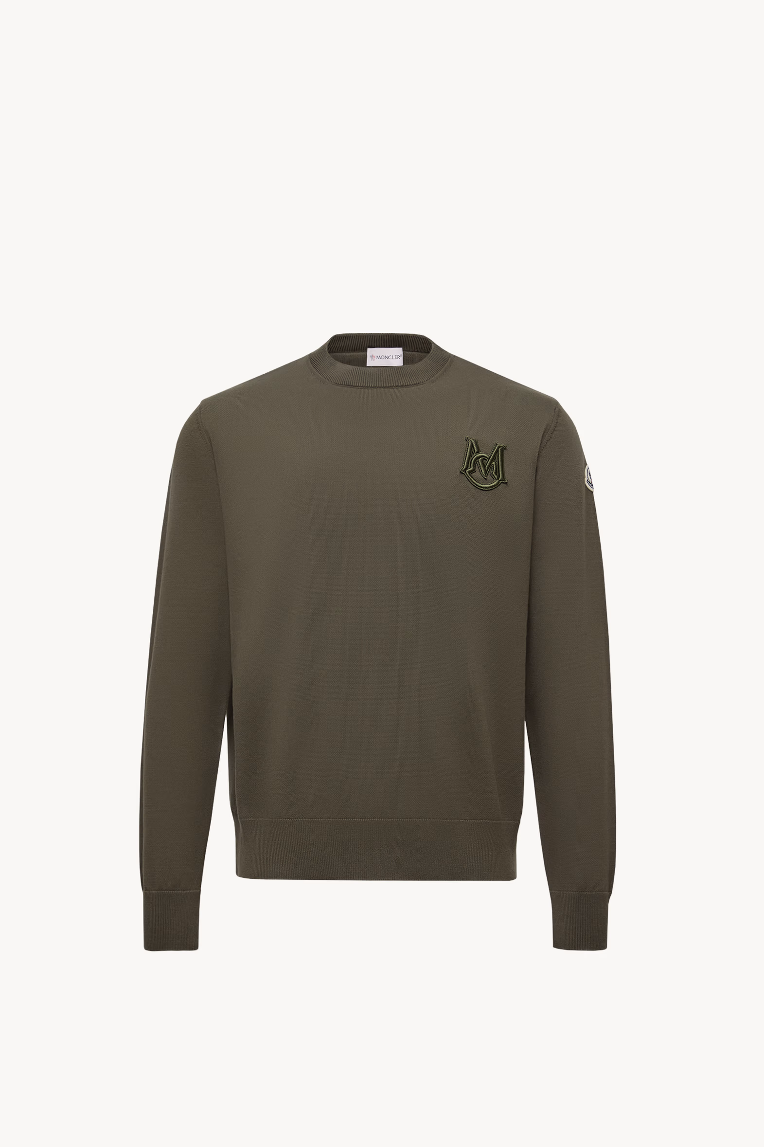 Jersey de algodón con monograma bordado Hombre Verde Oliva Moncler 2